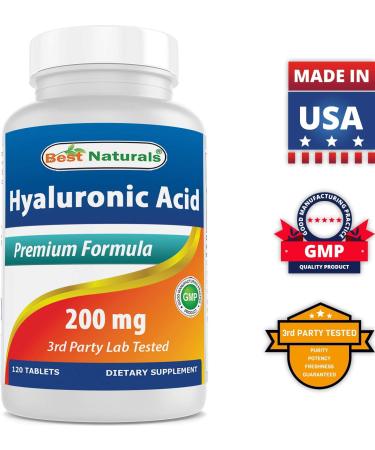 Best Naturals Hyaluronic Acid 200mg 120 Tablets - Non-GMO Gluten Free Formula for Youthful Skin & Joints - Buy Online on GoSupps.com