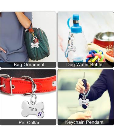 Nibana Dog Tag Personalized Pet ID Tags Custom Dog Name Tags Engraved on Both Sides 4 Lines of Custom Text Paw Print Bone Pet Tag for Dogs Cats (Purple) - Buy Online on GoSupps.com