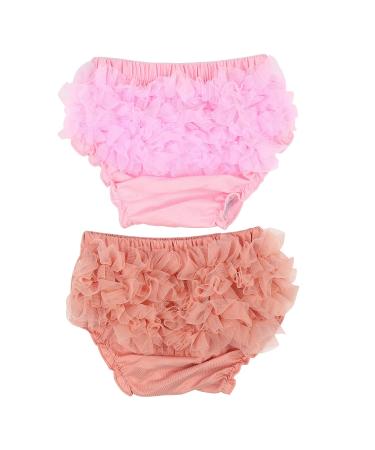 HOOLCHEAN Baby Infant Girls 2PCS Set Tulle Ruffle Bloomer 6-12 Months Pink & Dusty Pink