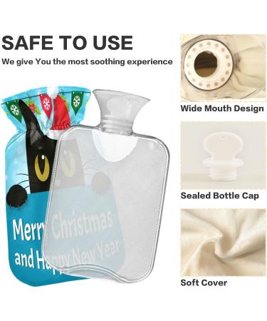 Timid Cat Christmas Kitty Hot Water Bottle | Soft Fleece Cover | 2L Hot Water Bag for Hot & Cold Compresses - International Shipping - Buy Online on GoSupps.com