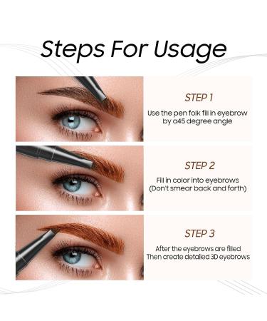 Buy Waterproof Microblade Eyebrow Pencil - Long-Lasting Smudge-Proof Liquid Brow Pen with 4 Tip for Full Eyebrow Hair - Dark Brown - Buy Online on GoSupps.com