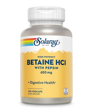 Solaray HCL with Pepsin 650 mg 100 Vegetarian Capsules