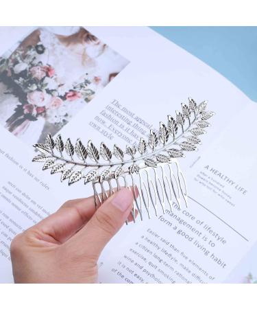 Dervivea Vintage Leaf Hair Comb Barrette Silver Leaves Hair Clips Laurel Leaf Hair Comb Metal Hair Piece Greek Goddess Hair Comb Accessories for Women and Girl Headdress (Silver) - Buy Online on GoSupps.com