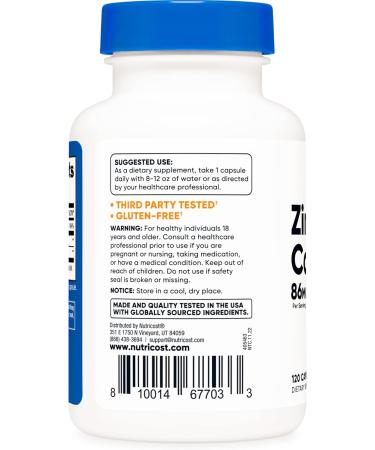 Nutricost Zinc Carnosine 86mg - 120 Capsules | Non-GMO & Gluten Free L-Carnosine Supplement - Buy Online on GoSupps.com