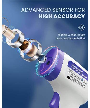 Digital Infrared Thermometer for Adults and Kids - Touchless Forehead Thermometer with Fever Alarm - FSA Eligible - Silent Mode - White - Buy Online on GoSupps.com