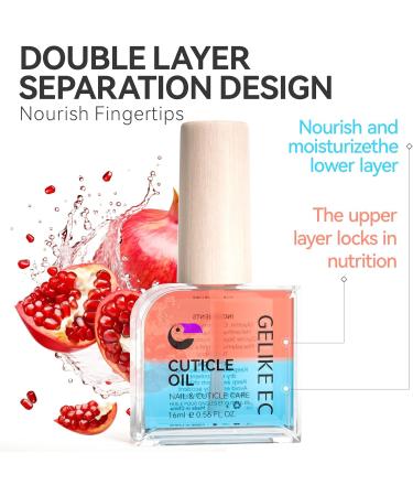 Gelike EC Cuticle Oil For Nails - Natural Pomegranate Smell Essential Oil Blend of JOJOBA Oil and Vit E Smooth and Nourishing Nails 16ml 01 - Pomegranate - Buy Online on GoSupps.com