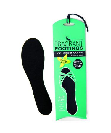 Summer Soles Fragrant Footings Ultra Absorbent Trim-to-Fit Insoles 2 Pairs - Stop Sweaty Feet with Natural Fragrances - Adhesive Backing 2 pairs Absorbent Trim to Fit - Black W/Mint
