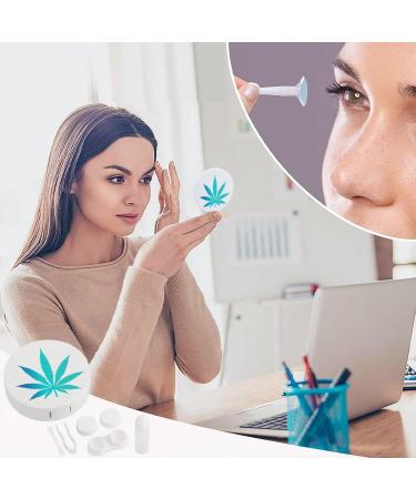 Weed Leaf Contact Lens Travel Kit | Cute Portable Box with Mirror for Daily Outdoor Use - Buy Online on GoSupps.com