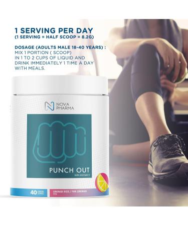 Nova Pharma Punch Out Pre Workout Powder L-Carnitine and Antioxidant-Rich Pre Workout Supplement Boost Stamina and Endurance for Gym Training and Workouts - 40 Servings (Pink Lemonade) - Buy Online on GoSupps.com
