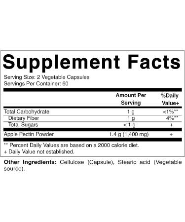 Vitamatic Apple Pectin 700mg - 120 Vegetarian Capsules | Dietary Fiber Supplement for Healthy Intestinal Health - Buy Online on GoSupps.com