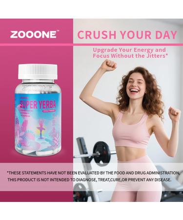 Zooone Super Yerba Mate Capsules-Yerba Brain Formula with Lion's Mane-Gut Health Focus Memory Energy Supplement Yerba Mate Tea Alternative with Natural Caffeine-120 Capsules - Buy Online on GoSupps.com