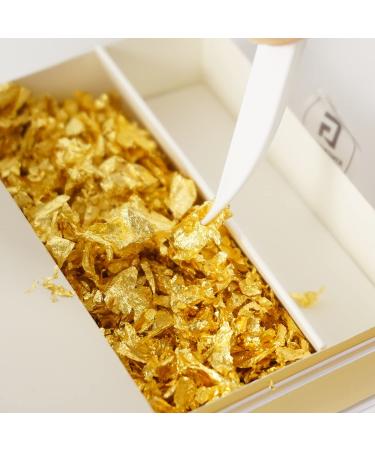 KINGBOOM 24K Edible Gold Leaf Flakes, 200mg Genuine Gold Flakes for Cakes,Drinks,Nails Decoration