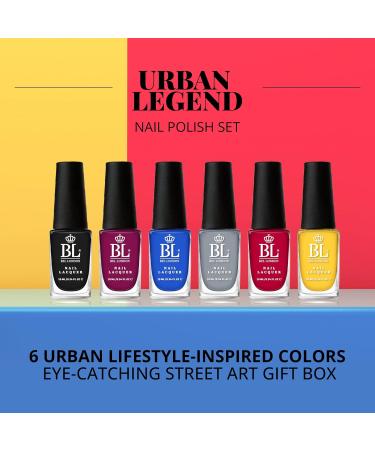 BL Urban Legend - Multi-color Nail Polish Gift Set - A Professional Quality Quick Dry & Non Gel Nail Varnish Set Urban Legend 10 ml (Pack of 6) - Buy Online on GoSupps.com