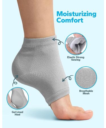 MoistMate Heel Socks for Dry Cracked Feet - Foot Care Repair and Moisturizing - Aloe Spa Socks for Men and Women (Grey, 2 Pairs) - Buy Online on GoSupps.com