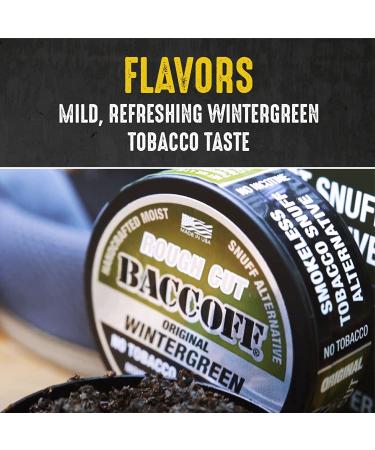 BaccOff Original Wintergreen Rough Cut - 1.1oz (Pack of 10) | Tobacco-Free & Nicotine-Free Snuff Alternative - Buy Online on GoSupps.com