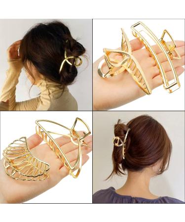 6 Pcs Large Gold Hair Clips for Women - Strong Hold Claw Clips for Thick & Thin Hair - Fashion Hair Accessories - Buy Online on GoSupps.com