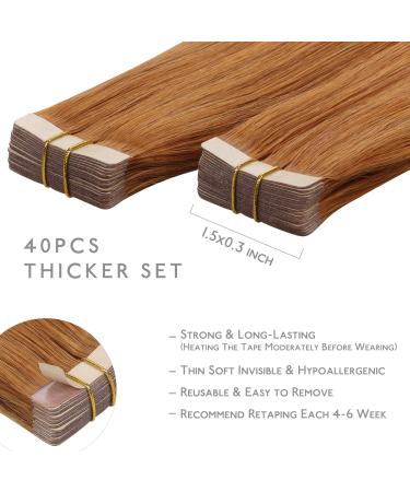 Buy If-of-Hearted Tape Extensions - 40pcs 100g 40cm Auburn Ginger Real Hair Extensions Invisible Tape In Silky Straight Skin Weft - Buy Online on GoSupps.com