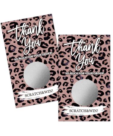Haizct 50 Pack Thank You Blank Gift Certificate Scratch Off Cards for Small Business Spa Beauty Makeup Hair Salon Bridal Shower Baby Shower Country Wedding (Thank You Card I) Silver-GK094