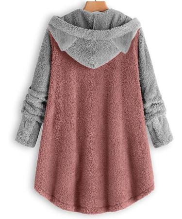 Hanxiulin Women's Fleece Jacket - Plush Hooded & Breathable Outerwear in 4XL Pink | Cuddly & Fluffy Transition Coat - Buy Online on GoSupps.com