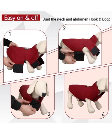 Windproof Winter Fleece Dog Jacket for Cold Weather Reflective Pet Vest for Large Breeds - Burgundy XL - Buy Online on GoSupps.com