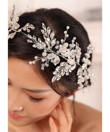 Kercisbeauty Crystal and Pearl Headband for Women Wedding Bridal Headpiece Jewelry Art Deco Handmade Heavy Hair Accessories Collection - Buy Online on GoSupps.com