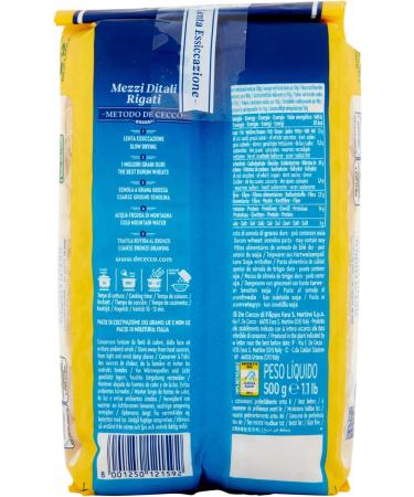  De Cecco De Cecco Ditali Rigati Medium Paste - 6 Pieces of 500g 3kg  - Buy Online on GoSupps.com