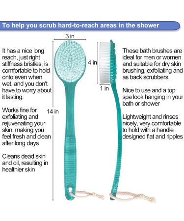 Amerwash Plus 14-inch Long Handle Back Brush - 2 Pack Blue Bath Scrubber for Body Exfoliating - Buy Online on GoSupps.com