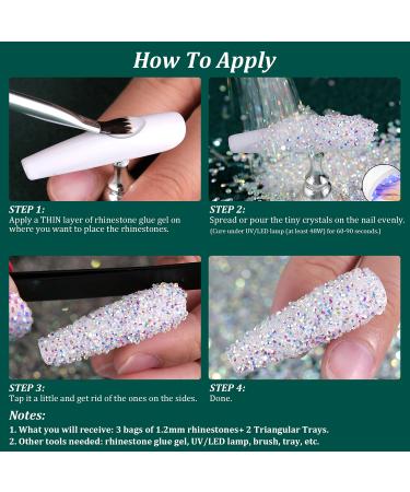 BELLEBOOST 15000PCS 1.2mm AB Diamond Beads Glass Sand Rhinestones for Nail Art DIY Crafts - Iridescent Crystals Like Swarovski with Triangle Trays - Buy Online on GoSupps.com