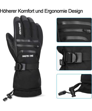 Yobenki Ski Gloves - Warm 3M Thinsulate Snowboard Gloves for Men with Touchscreen | Winter Outdoor Gear (-34 /-30 ) - Anti-Rolling Black L - Buy Online on GoSupps.com