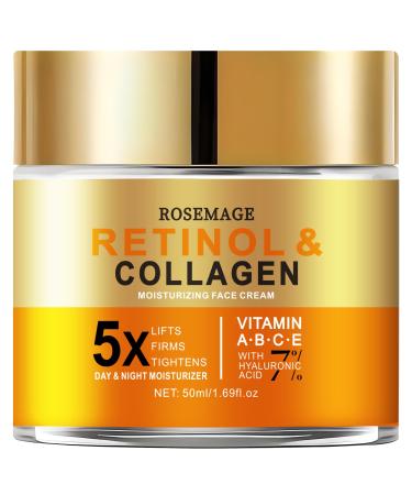 Retinol Cream for Face with Hyaluronic Acid Anti Aging Wrinkle Cream for Women and Men Day and Night Collagen Moisturizer to Minimize Wrinkles Dryness