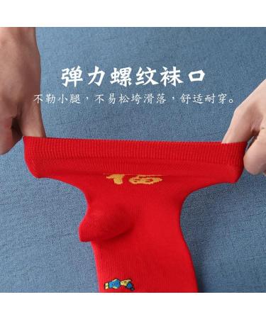 Chinese New Year Embroidered Red Socks - 6 Pairs for Men & Women | Spring Festival & Wedding Cotton Warm Socks (Size 36-42) - Buy Online on GoSupps.com