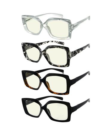 Eyekepper 4-Pack Reading Glasses Blue Light Blocking Stylish Computer Glasses Readers Women +1.0 Blue Light Blocking-b40-4 Pairs 1.0 x