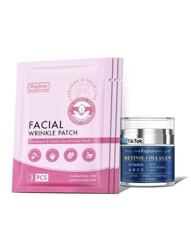 Retinol Cream for Face, Collagen Neck Creams for Tightening and Firming, Anti Aging Day & Night Facial Moisturizer for Women & Men, Instant Face Lift Wrinkle Cream 1.7 fl. oz with Forehead Patches