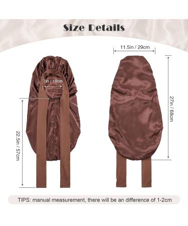 AWAYTR Long Satin Bonnet for Braids - Elastic Silk Night Cap for Women (Brown) - Buy Online on GoSupps.com