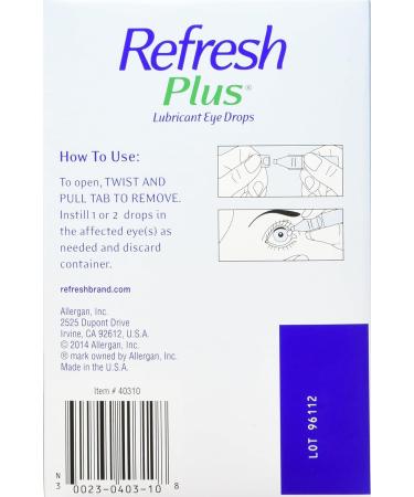 Refresh Plus Lubricant Eye Drops - Long Lasting Relief & Protection for Dry Eyes | 100 Single Use Vials - Buy Online on GoSupps.com