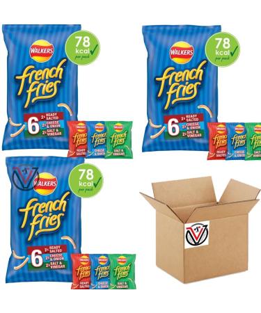03 x Walkers French Fries Crispy Potato Snacks Variety Pack 6 x 18g | VIMIX - Buy Online on GoSupps.com