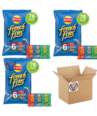 03 x Walkers French Fries Crispy Potato Snacks Variety Pack 6 x 18g | VIMIX - Buy Online on GoSupps.com