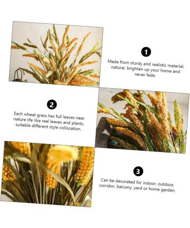 OUNONA Simulated Ears of Corn Grass Plume Artificial Millet Ears Fall Decor Wheat Decoration Thanksgiving Decorations Wheat Fake Grasses Bundle Plant Paddy Pvc Artificial Grass Golden 75.00X12.00X2.00CM - Buy Online on GoSupps.com