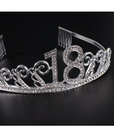 Frcolor 18th Birthday Crown Headband for Women | Crystal Silver Tiara with Combs | Perfect Gift for 18th Birthday Celebrations - Buy Online on GoSupps.com