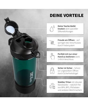 720 DGree Fitness Shaker Ubershaker 550ml - Leakproof BPA-Free Protein Mixer Cup for Creamy Shakes - Premium Gym & Workout Nutrition in Emerald Green - Buy Online on GoSupps.com