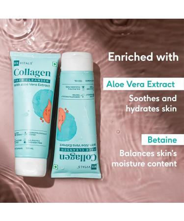 Buy HealthKart Collagen Face Cleanser with Aloe Vera Extract - Reduces Fine Lines & Wrinkles | 100ml | All Skin Types - International Shipping Available - Buy Online on GoSupps.com