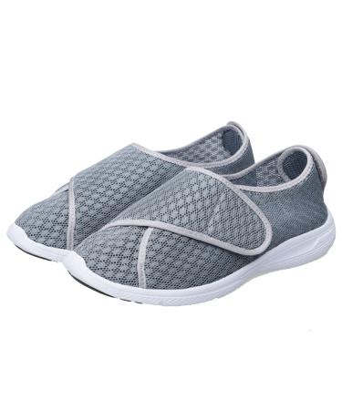 KXSM Diabetic Shoes Elderly Swollen Feet Walking Shoes Adjustable Arthritis Edema Shoes Extra Wide Orthopaedic Flexible Durable Soft Rubber Anti-Slip Suitable for Diabetic Plantar Fasciitis Gray 42 42 Grey