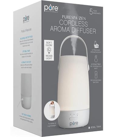 Pure Enrichment PureSpa Zen Cordless Essential Oil Diffuser - Portable & Travel-Friendly - 7.5 Hrs Lasting Aroma Diffuser - 2 Mist Settings, Optional Timer & Auto Shut-Off - Buy Online on GoSupps.com