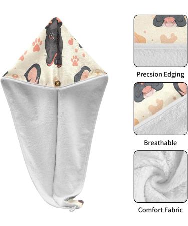 Dog Bones Footprint Hair Towel 2 Pack - Super Absorbent Quick Dry Hair Turbans for Women & Girls - Buy Online on GoSupps.com