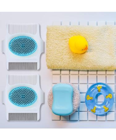 DOERDO 2pc Cradle Cap Brush and Comb Set - Gentle Baby Comb for Dandruff Cleaning - Soft Rubber Bristles - Blue - Buy Online on GoSupps.com