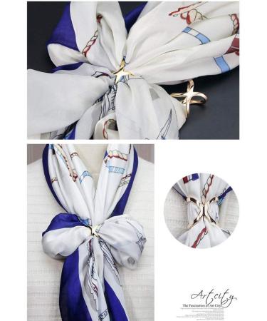 2PCS Gold & Silver X Shaped Scarf Ring Buckle Set | Fashion Silk Scarf Clasp Clips for Women | Clothing Wrap Holder and Decoration Accessory - Buy Online on GoSupps.com