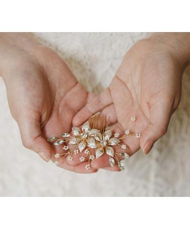 SWEETV Gold Bridal Hair Comb | Handmade Wedding Hair Clip & Accessories for Women - Buy Online on GoSupps.com