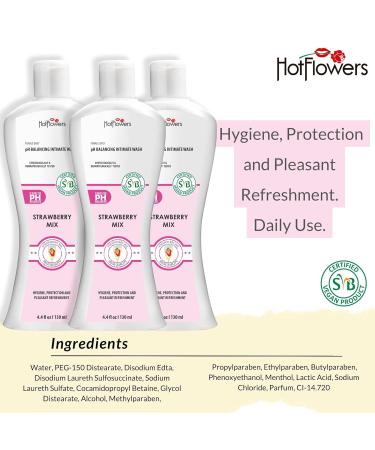 HOT FLOWERS Strawberry Mix Feminine Wash - pH Balanced for Women's Intimate Care - Gynecologist Tested - 4.4 oz - Buy Online on GoSupps.com