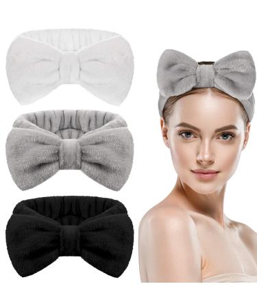 Willbond 3 pieces Bowknot hair bands make -up front ligaments grind hair wrap towel corals fleece cosmetic hair band sport bathroom shower hair straps for women girls - Buy Online on GoSupps.com