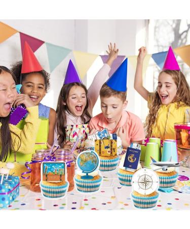 48pcs Travel Adventurer Cupcake Topper Picks Boy girl Children Party Decoration Travel Adventurer Party Favors Travel Adventurer Party cake Decoration Supplies (B) - Buy Online on GoSupps.com